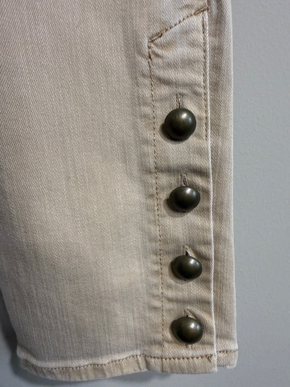 Chicos Beige Slim Ankle Pants with Button Cuff detail - Picture 4 of 8